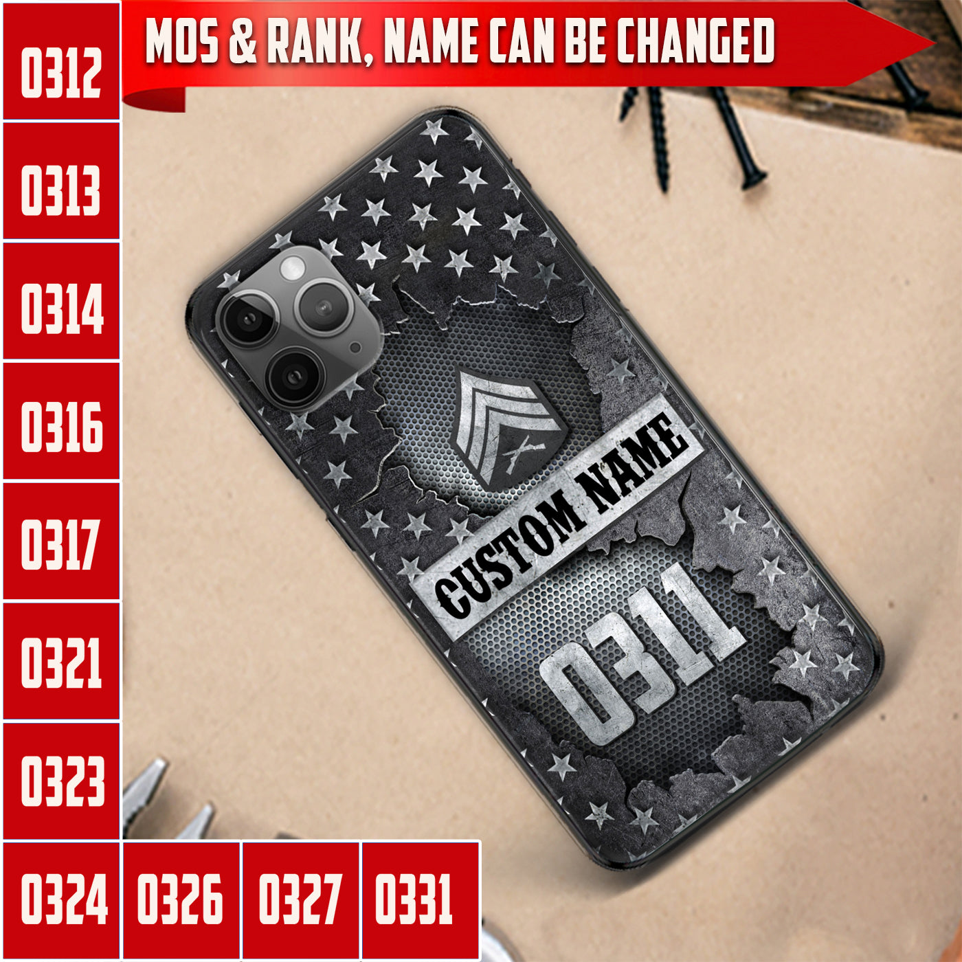 Personalized US Military - Marine MOS Phone Case Printed