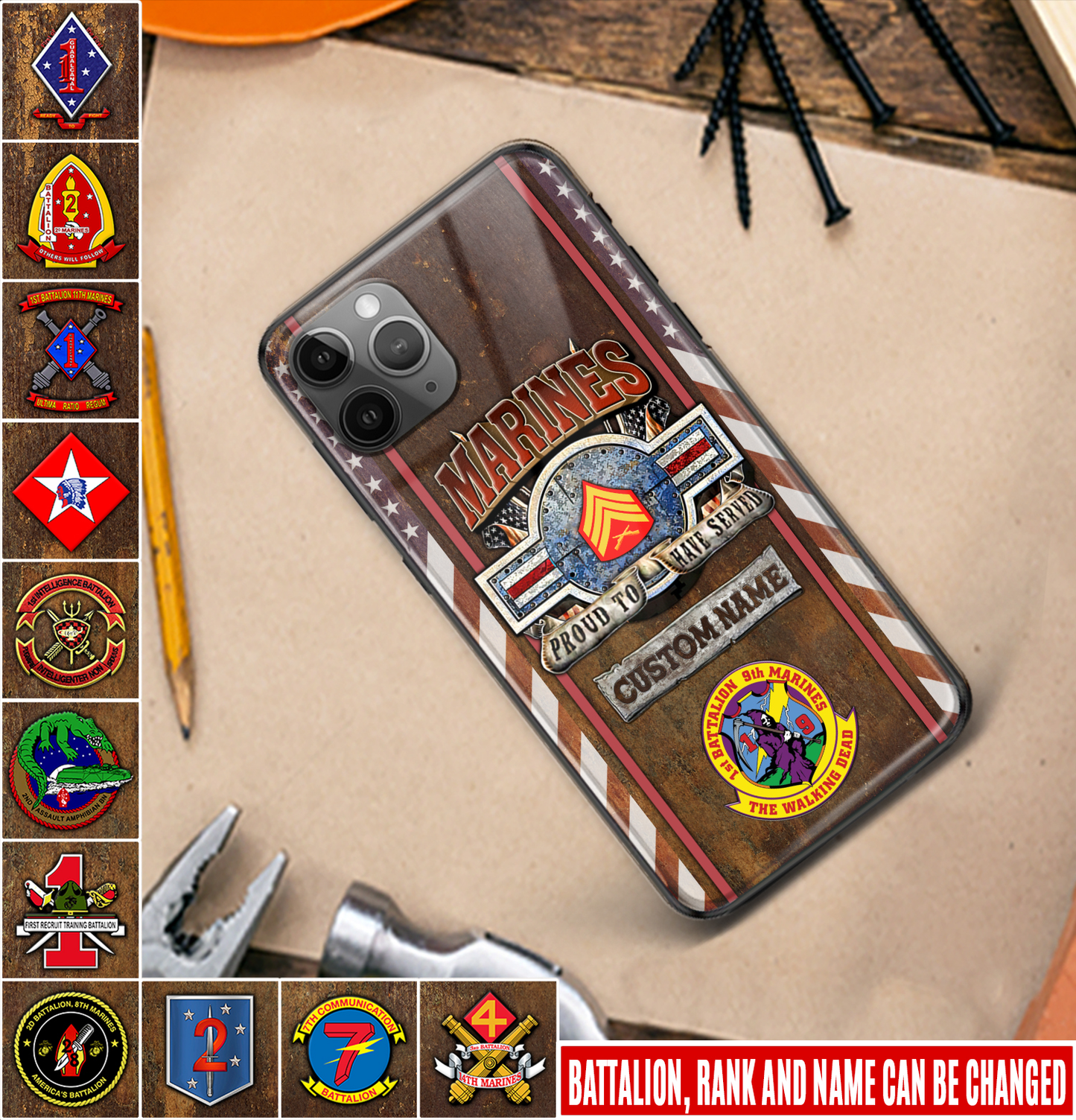 Personalized US Military - Marine Battalion Phone Case Printed