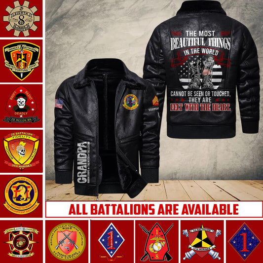 Armée américaine - Bataillon des Marines - Veste en cuir pour vétérans 