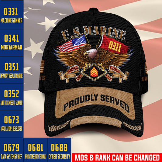 Casquette à imprimé intégral de l'armée américaine - Marine MOS