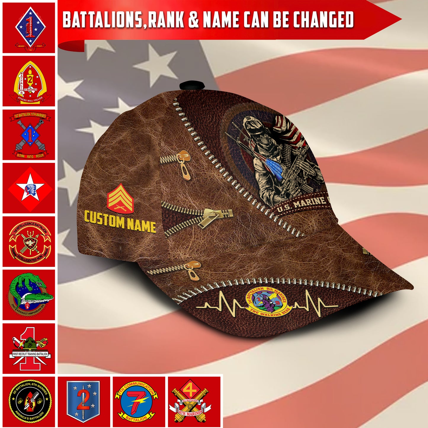US Military – Marine Battalion All Over Print Cap