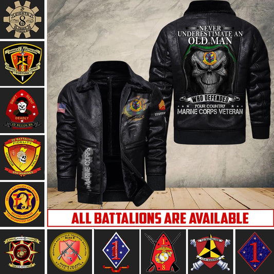 US Military - Marine Battalion - Leather Jacket For Veterans
