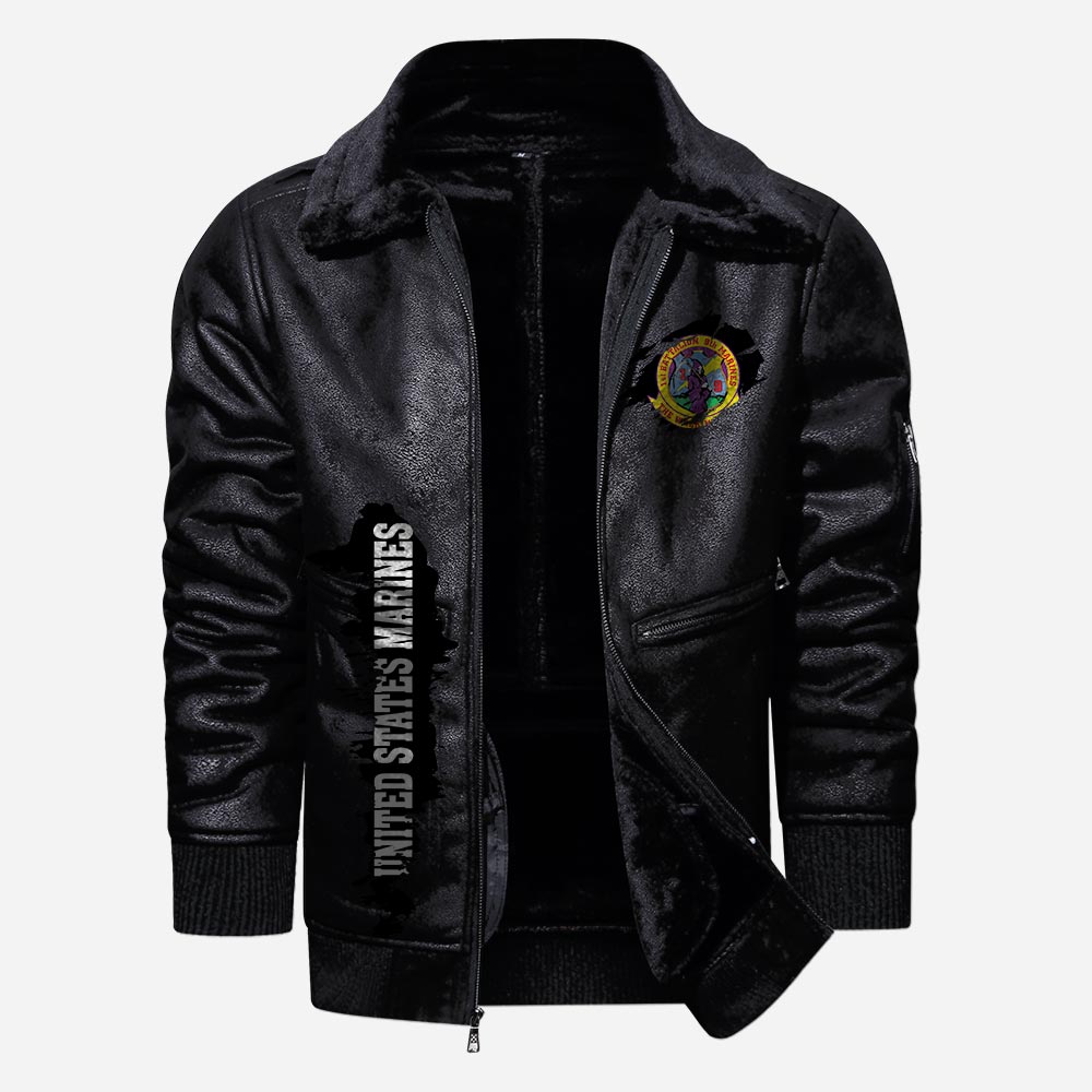 US Military - Marine Battalion - Leather Jacket For Veterans