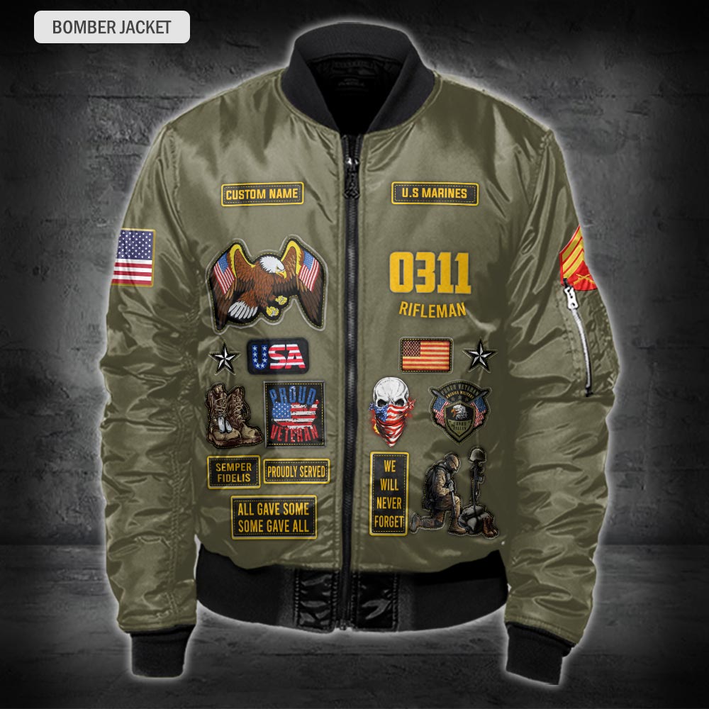 US Military – Marine MOS All Over Print Bomber Jacket