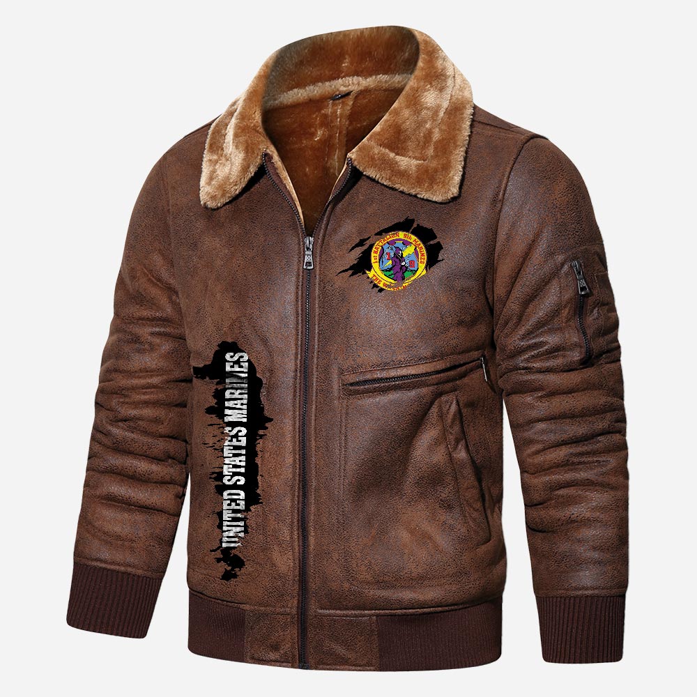 US Military - Marine Battalion - Leather Jacket For Veterans