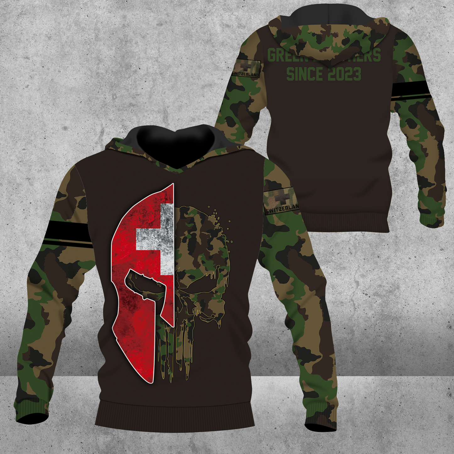 Personalized Swiss Soldier/ Veteran Camo With Name And Rank Hoodie 3D Printed