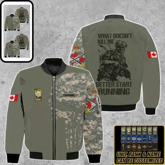 Personalized Canadian Solider/ Veteran Camo With Name And Rank Bomber Jacket 3D Printed - 0103230001