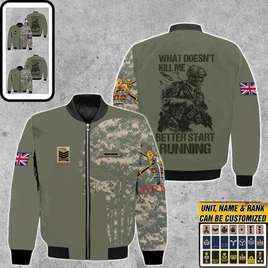 Personalized UK Solider/ Veteran Camo With Name And Rank Bomber Jacket 3D Printed - 0103230001