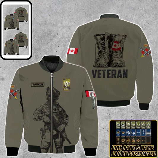 Personalized Canadian Solider/ Veteran Camo With Name And Rank Bomber Jacket 3D Printed - 0103230002