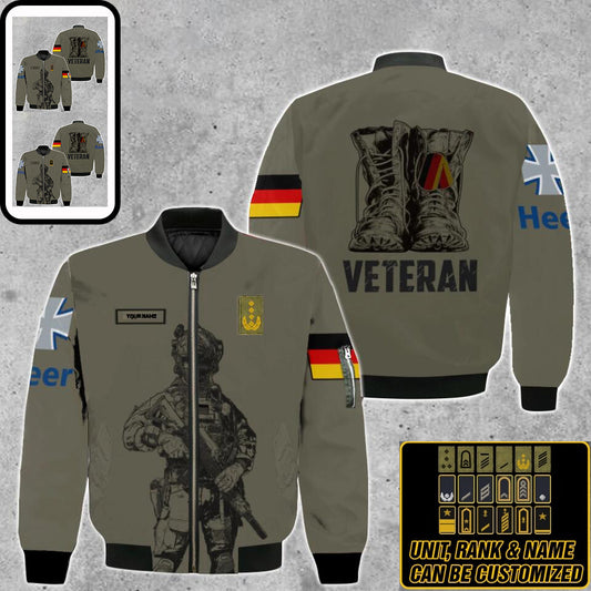 Blouson aviateur personnalisé avec camouflage pour soldat/vétéran allemand, imprimé en 3D, avec nom et grade - 0103230002