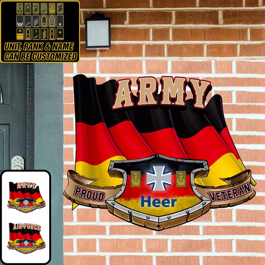Personalized Rank German Soldier/Veterans Camo Cut Metal Sign - 0503230002