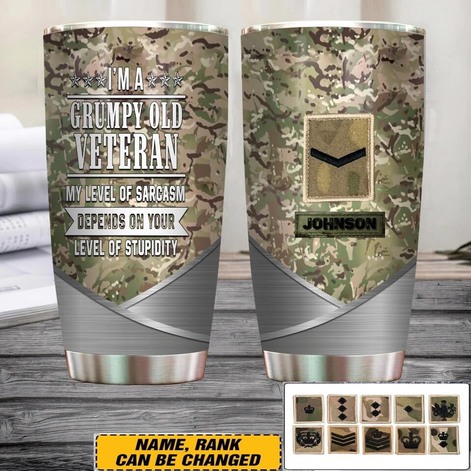 Personalized UK Soldier/  Veteran Camo Tumbler All Over Printed - 0202240001