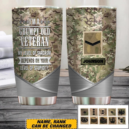 Personalized UK Soldier/  Veteran Camo Tumbler All Over Printed - 0202240001