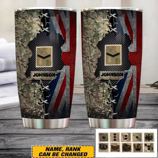 Personalized UK Soldier/  Veteran Camo Tumbler All Over Printed - 0202240001
