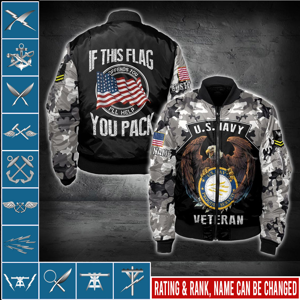 US Military – Navy Rating All Over Print Bomber Jacket