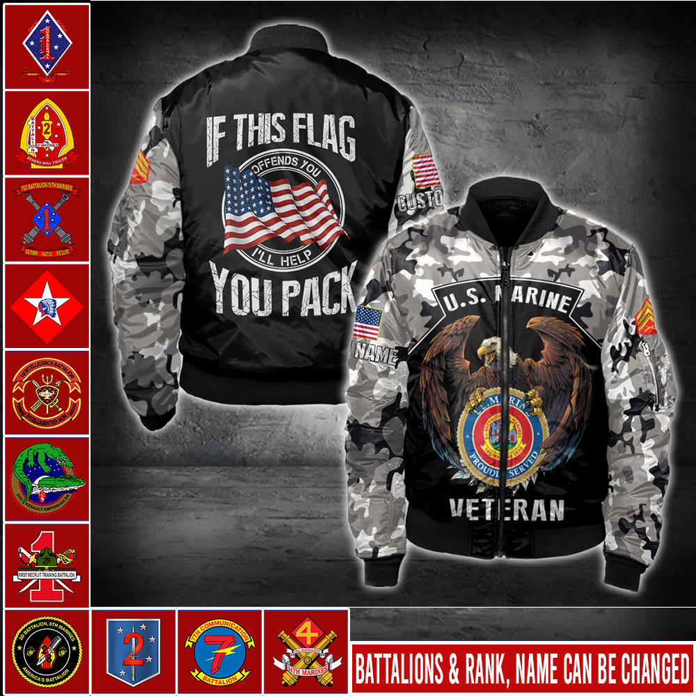 US Military – Marine Battalion All Over Print Bomber Jacket