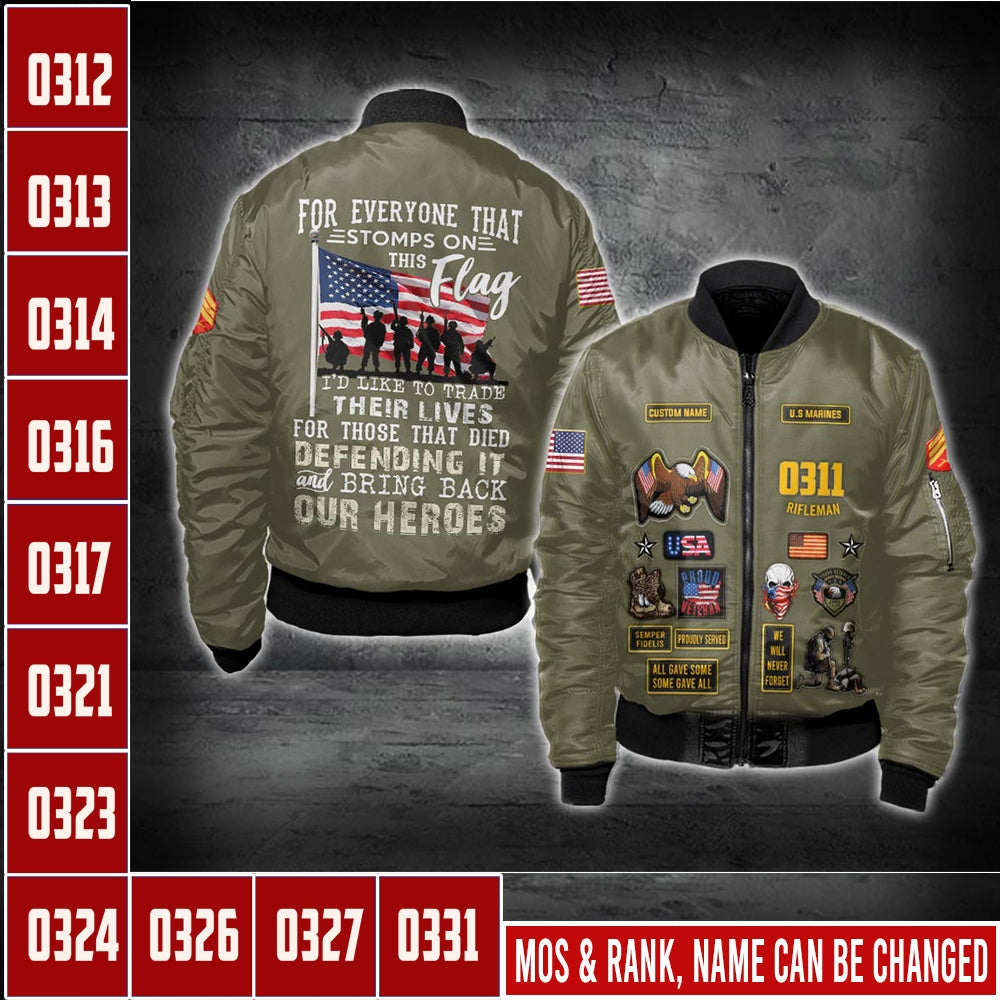 US Military – Marine MOS All Over Print Bomber Jacket